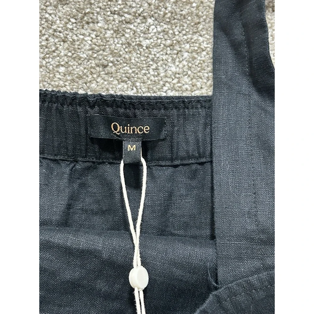 NEW Quince M 100% European Linen Square Neck Jumpsuit Black - Missing Belt